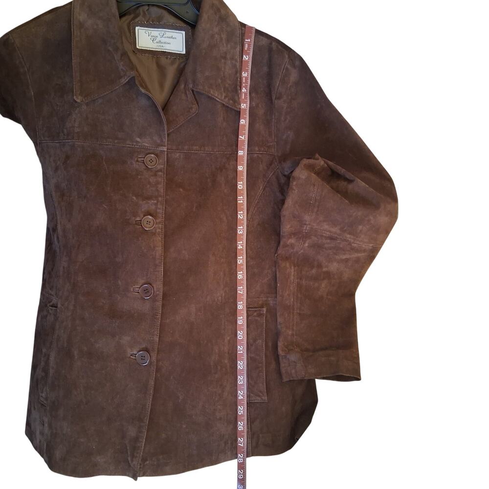 Vance Leather Collection Women Suede Button Up Jacket Coat Pockets Brown Size-XL - Picture 4 of 12